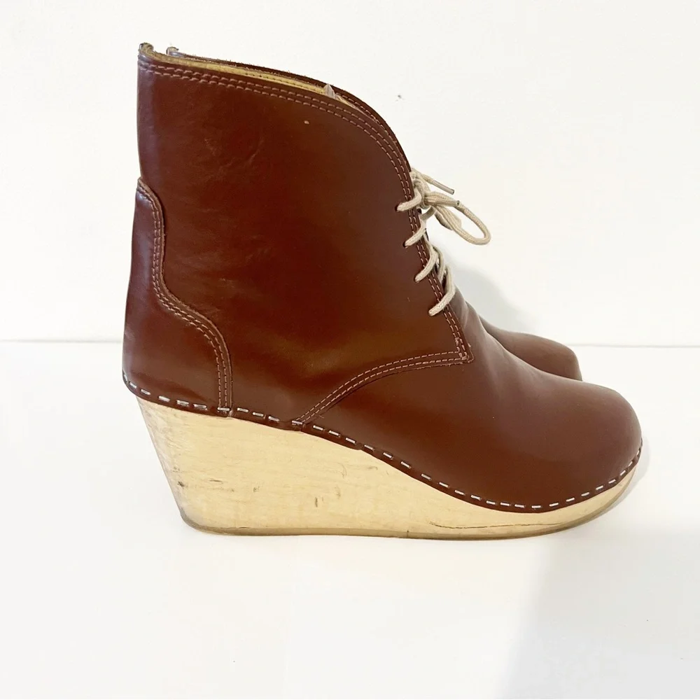 Maguba Casablanca Wedge Clog Lace-Up Booties-Women’s Size-US 10/EU 41